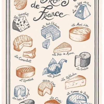 Geschirrtuch bedruckter französischer Käse Ecru 48 x 72