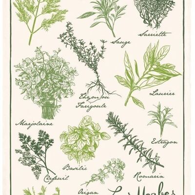 Herbs de Provence bedrucktes Geschirrtuch ecru 48 x 72