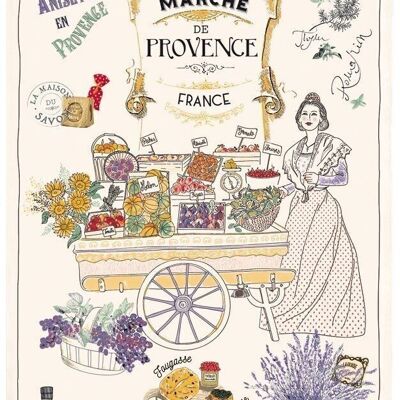 Geschirrtuch Provence Märkte Ecru 48 x 72
