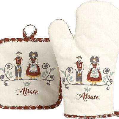 Glove / pot holder Elsa Red / ecru 18 x 28