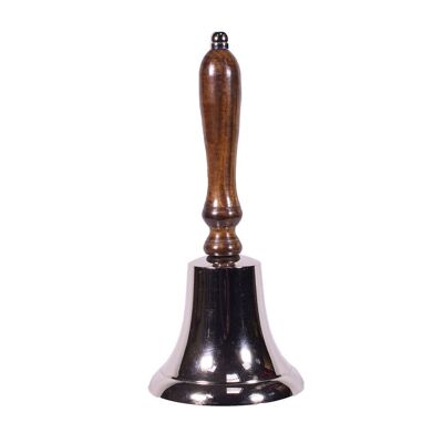Brass Hand Bell with Wooden handle 9x4" Nickel Finish