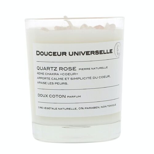 DOUCEUR UNIVERSELLE 
bougie parfumée Pierres de vie – Quartz Rose