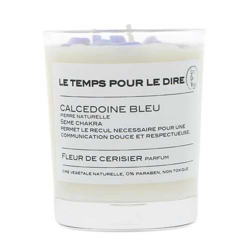 LE TEMPS POUR LE DIRE bougie parfumée Pierres de vie 130G – Calcédoine Bleue