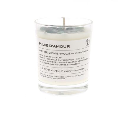 PLUIE D’AMOUR bougie parfumée Pierres de vie 130G – Émeraude