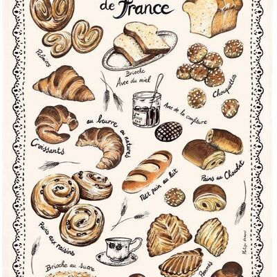 Torchon Les Viennoiseries Françaises Ecru 48 X 72