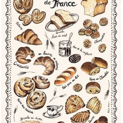 Tea towel French Viennoiseries Ecru 48 X 72