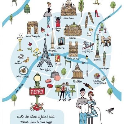 Paris Map Geschirrtuch Ecru 48 x 72