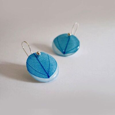Blue Leaf hook earrings