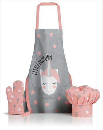 Tablier, toque et gant de cuisine Unicorn Perle 52 x 63