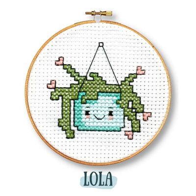 Lola planta colgante | kit de bordado punto de cruz