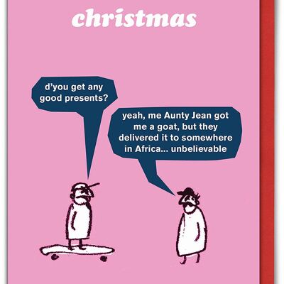 Goat Present Christmas Card