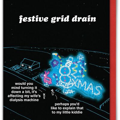 Festive Grid Drain Christmas Card