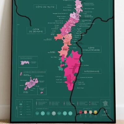 Scratch off Burgundy wine map