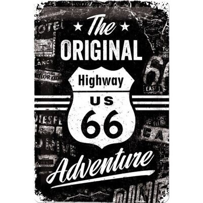 Plaque en tôle Route US 66 - Aventure 20 x 30 cm