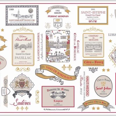 Mantel individual multi-etiqueta Bordeaux Multico 30 x 45