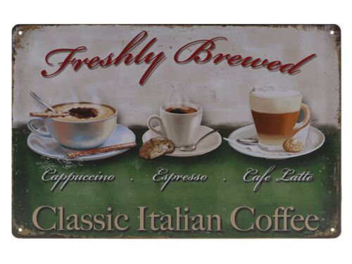Classic Italian Coffee metalen bord 20x30cm