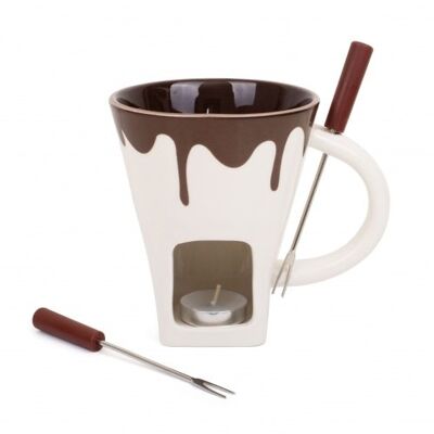 Tazza per fonduta di cioccolato con set di forchette