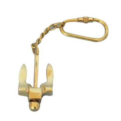 Brass Folding Anchor Keychain Plain Polish