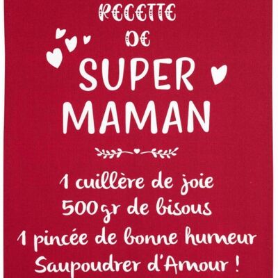Paño de cocina rojo Super Mom Message 50 x 70