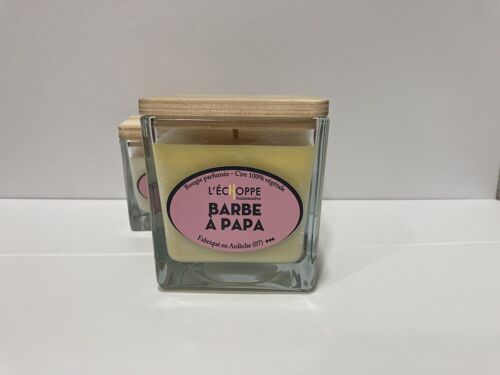 BOUGIE PARFUMEE BARBE A PAPA CIRE 100 % VEGETALE SOJA 8X8 190 G DE CIRE