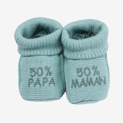 CHAUSSONS 50% PAPA 50% MAMAN - Coloris Vert sauge / vieux rose / Gris chiné / Bleu / blanc / curry