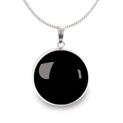 Silver surgical stainless steel chain necklace - Flash Black