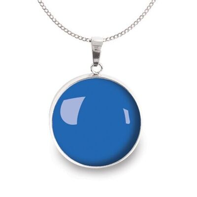 Silver surgical stainless steel chain necklace - Flash Cobalt