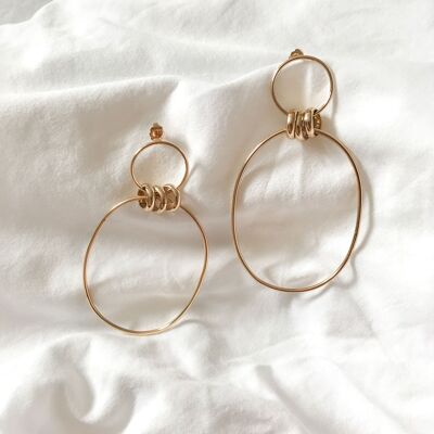 Maxi boucles d'oreilles pendantes dorées - fabrication artisanale - Ki