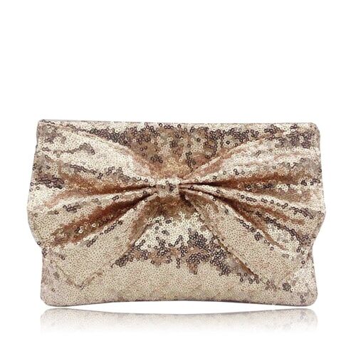 Ginny Large Bow Glitter Clutch Bag