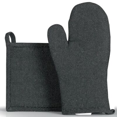 Davis Black Recycled Kitchen Glove/Potholder Set 15 x 30