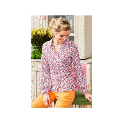 Camicia in Jersey Animali Tropicali con Polsino Smock