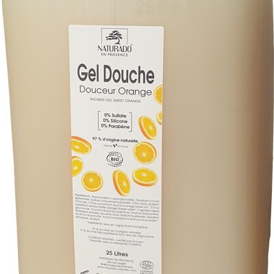 Vrac jerrican 25 Litres Gel Douche Orange bio Ecocert