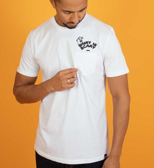 Dairy Is Scary Pocket Tee - White T-Shirt - Large