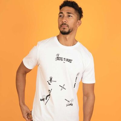 Dairy Is Scary Graffiti Collage Print - T-Shirt Blanc - XL