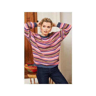 Flauschiger Pullover mit Streifen