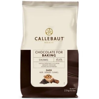 CALLEBAUT - CHUNKS Schwarz - Schockteile. Dunkel (45,5 % Kakao) – 2,5 kg