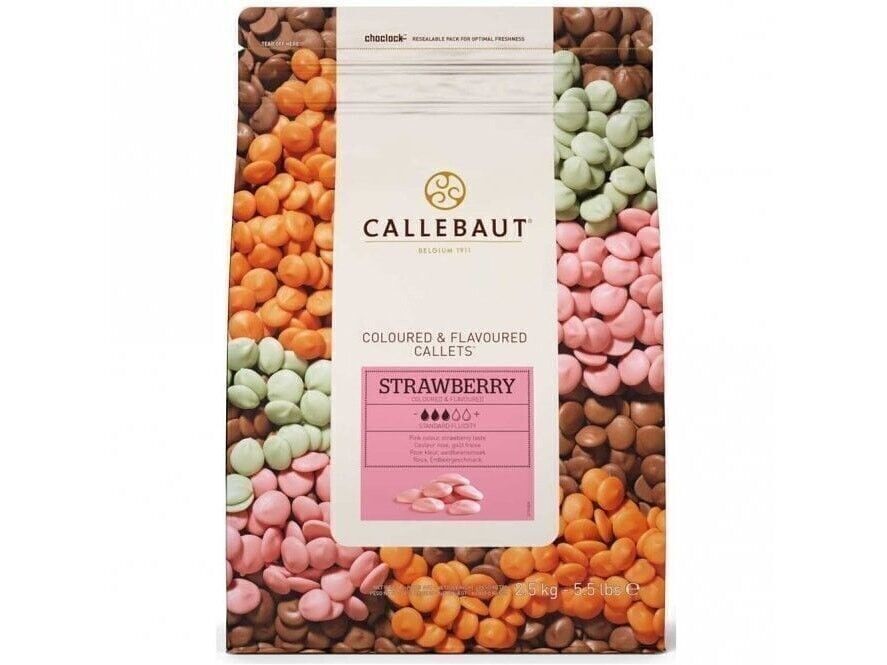 CALLEBAUT -CALLETS Fragola - Callets rosa fragola dalla consistenza fondente. Sacco da 2,5 Kg