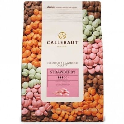 CALLEBAUT -CALLETS Fragola - Callets rosa fragola dalla consistenza fondente. Sacco da 2,5 Kg