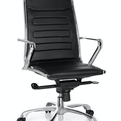 Professional executive chair PARIBA III Ergonomically shaped office chair, high backrest, faux leather, black