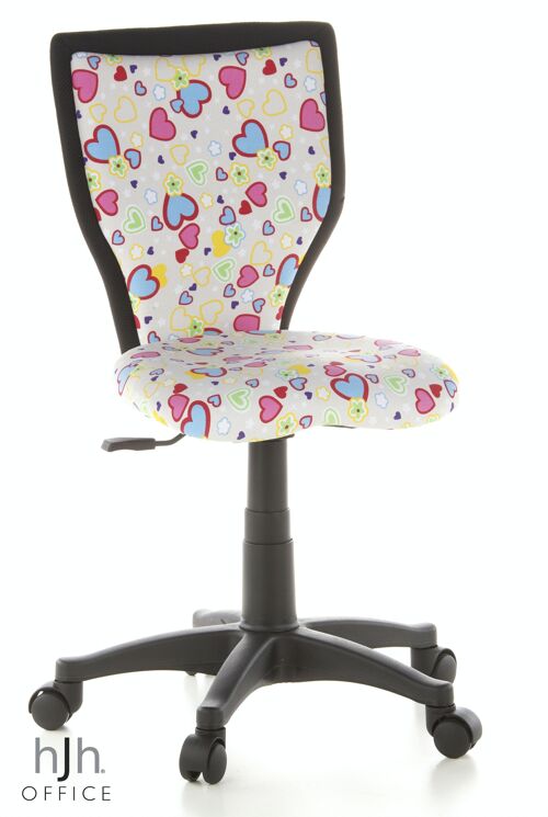 Kinderschreibtischstuhl KIDDY LUX Flowers & Hearts Kinderstuhl, Rückenlehne ergonomisch, Stoff, Rosa