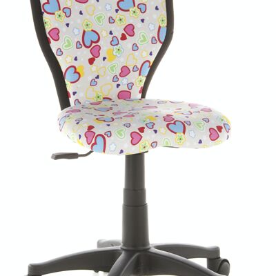 Silla de escritorio para niños KIDDY LUX Silla para niños Flowers & Hearts, respaldo ergonómico, tela, rosa