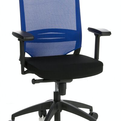 Chaise de bureau PORTO BASE accoudoirs & support lombaire réglables, tissu/maille, noir/bleu