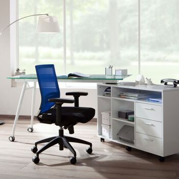 Chaise de bureau PORTO BASE accoudoirs & support lombaire réglables, tissu/maille, noir/bleu 4