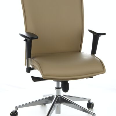 Sillón ejecutivo MURANO 10 silla de oficina, respaldo medio, reposabrazos ajustables, cuero, beige