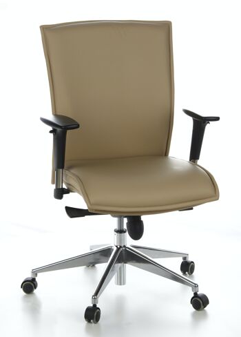 Fauteuil de direction MURANO 10 fauteuil de bureau, dossier moyen, accoudoirs réglables, cuir, beige 1