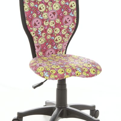 Children's and youth swivel chair KIDDY LUX Smileys, ergonomic backrest, fabric, pink/yellow