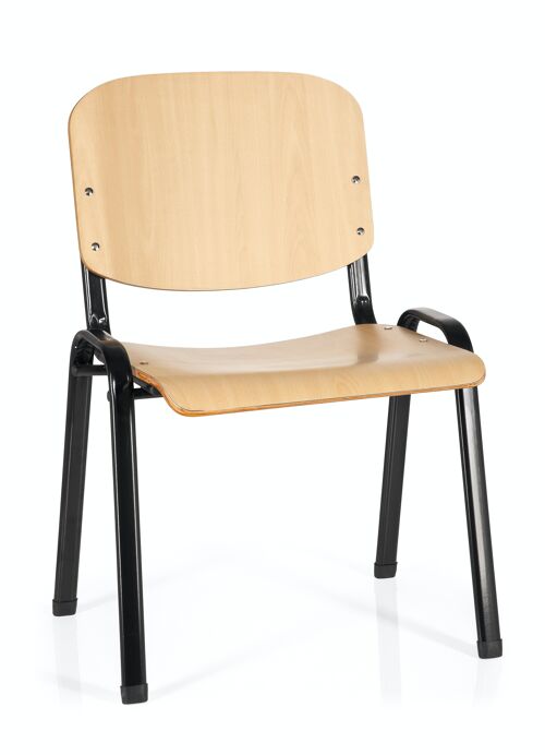 Konferenzstuhl / Besucherstuhl / Stuhl XT 600, stapelbar, Schwarz/Buche
