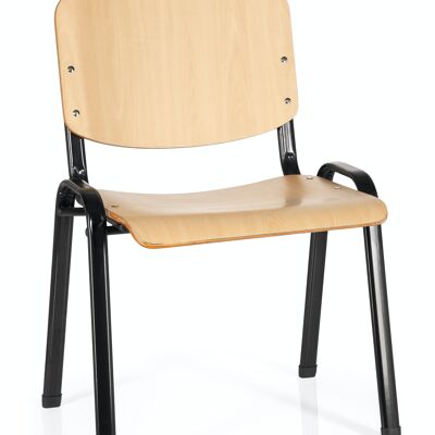 Silla de conferencia / silla de visita / silla XT 600, apilable, negro/haya