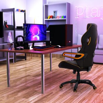 Chaise de jeu GAME PRO I chaise pivotante au design siège sport, cuir synthétique, noir/orange 2