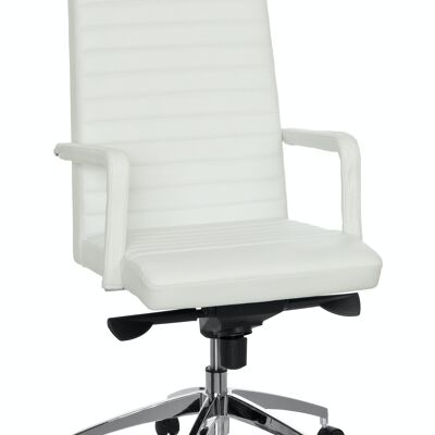 Fauteuil de direction professionnel LENGA chaise de bureau design avec dossier haut, fonction bascule, cuir, blanc